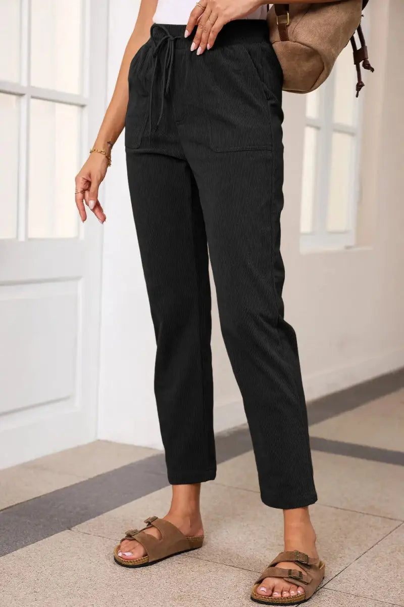 Comfortable Drawstring Straight Pants with Pockets - Love Salve